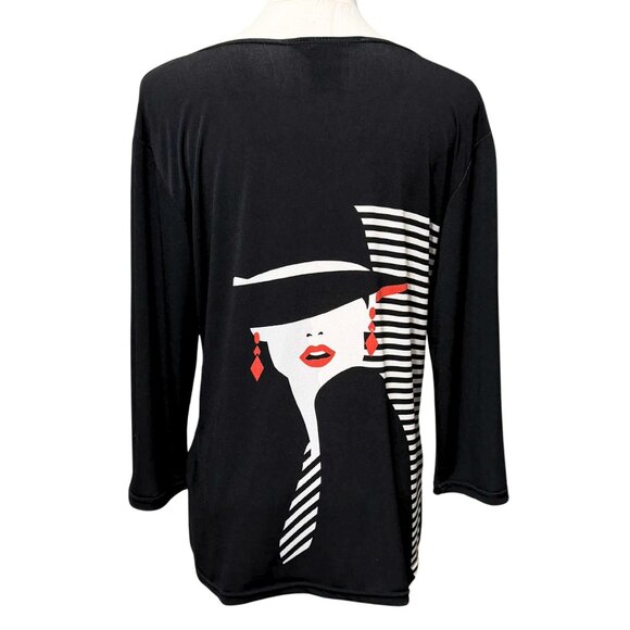 Valentina Signa Lady in Hat Sophie Top | Black White Red | Metal Studs | Size S - Picture 2 of 4